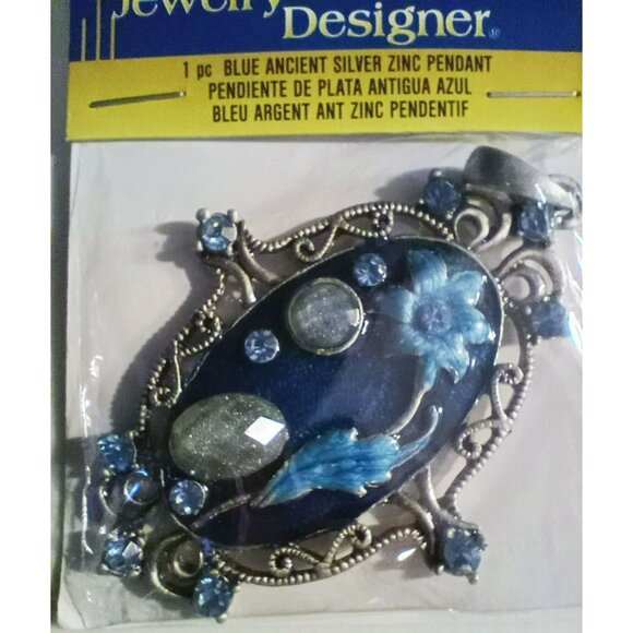 Pendant Lot Darice Blue Moon Acrylic Silver Zinc Victorian Style Jewelry Making - Picture 7 of 14